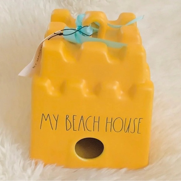 NEW Rae Dunn Yellow MY BEACH HOUSE Sandcastle Birdhouse - Picture 1 of 3